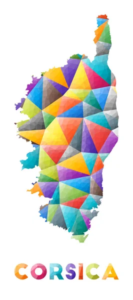 Córcega colorido de baja forma de isla poli Triángulos geométricos multicolores Diseño moderno de moda — Vector de stock