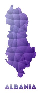 Arnavutluk Haritası Mor Geometrik Tasarım Çokgen 'in düşük poli çizimi