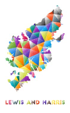 Lewis ve Harris renkli alçak polyester ada şekilli çok renkli geometrik üçgenler Modern trend