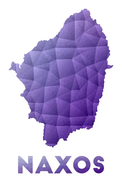 Mapa de Naxos Ilustración poli baja de la isla Diseño geométrico púrpura Vector poligonal — Vector de stock