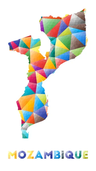 Mozambique colorido bajo polivinílico país forma Multicolor triángulos geométricos Diseño moderno de moda — Vector de stock