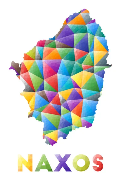 Naxos forma de isla polivinílica baja colorida Triángulos geométricos multicolores Diseño moderno Vector — Vector de stock