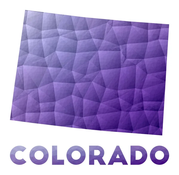 Kaart van Colorado Lage poly illustratie van de Amerikaanse staat Paars geometrisch ontwerp Polygonale vector — Stockvector