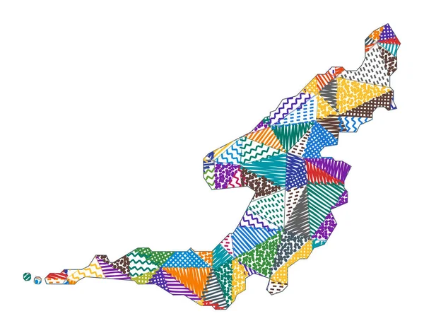 Kid style kaart van Bequia Handgetekende polygonen in de vorm van Bequia Vector illustratie — Stockvector