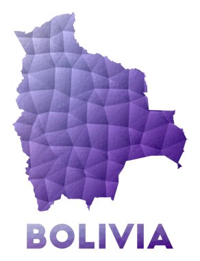 Ülkenin Bolivya Haritası Mor geometrik tasarım Çokgen