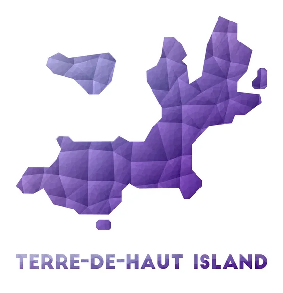 Mapa de TerredeHaut Island Ilustración poli baja de la isla Diseño geométrico púrpura Poligonal — Vector de stock