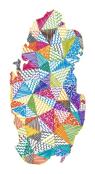 カタールのキッズスタイルマップ手描き多角形カタールのベクトルイラストの形 — ストックベクタ