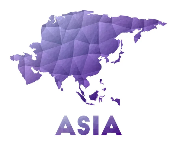 Mapa de Asia Baja poli ilustración del continente Diseño geométrico púrpura Vector poligonal — Archivo Imágenes Vectoriales