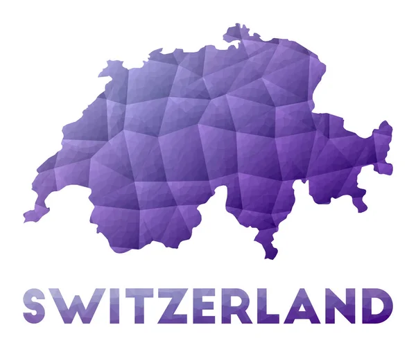 Карта Швейцарии Низкая полиграфическая иллюстрация страны Пурпурный геометрический дизайн Полигональный вектор — стоковый вектор