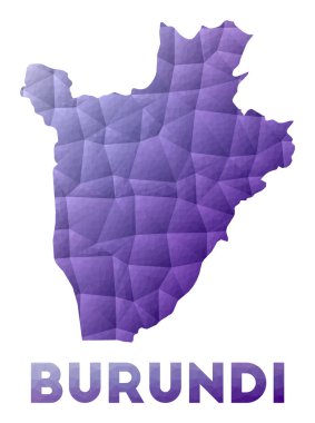 Burundi 'nin Mor Geometrik Tasarım Çokgen Ülkesi' nin Düşük Poli Çizimi Haritası