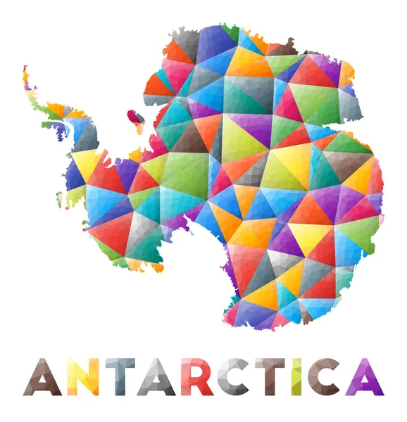 Antarctica  colorful low poly country shape Multicolor geometric triangles Modern trendy design — Stock Vector