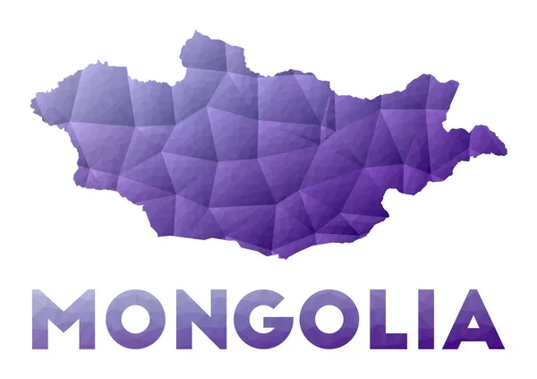 Mapa de Mongolia Baja poli ilustración del país Diseño geométrico púrpura Vector poligonal — Vector de stock
