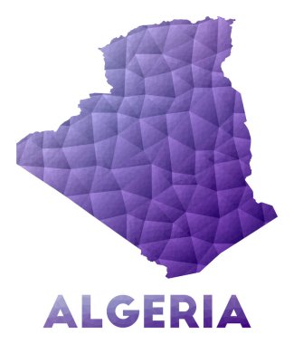 Cezayir Haritası Mor Geometrik Tasarım Mor Polygonal