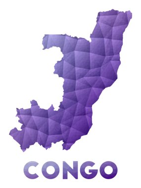 Ülkenin Kongo Haritası Mor Geometrik Tasarım Çokgen