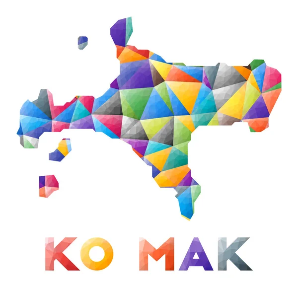 Ko Mak forma de isla polivinílica baja colorida Triángulos geométricos multicolor Diseño moderno de moda — Vector de stock