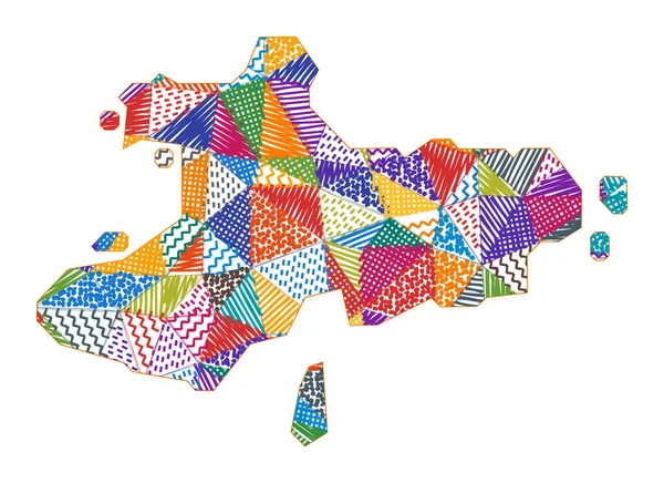 Kid style kaart van Union Island Handgetekende polygonen in de vorm van Union Island Vector — Stockvector