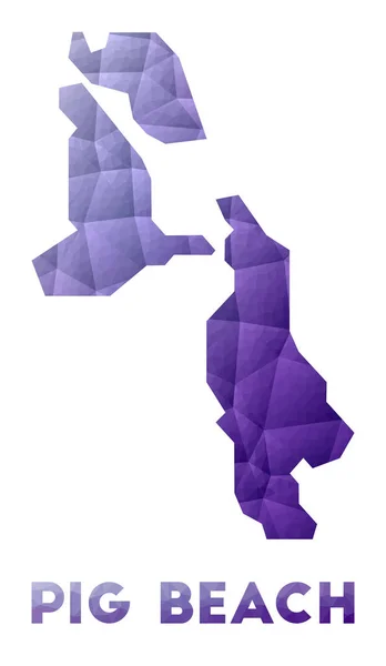 Mappa di Pig Beach Basso poli illustrazione dell'isola Viola disegno geometrico vettore poligonale — Vettoriale Stock