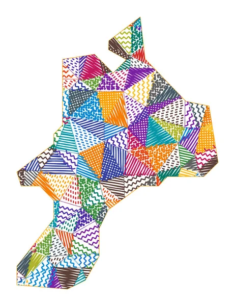 Kid style kaart van Mayreau Handgetekende polygonen in de vorm van Mayreau Vector illustratie — Stockvector
