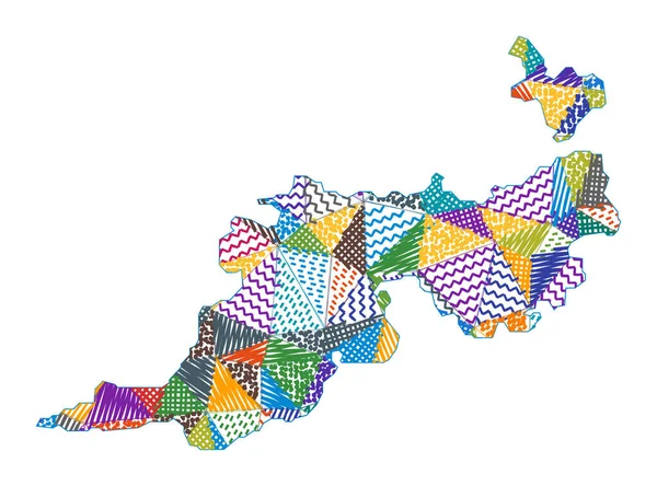 Mappa di Guana Island in stile bambino Poligoni disegnati a mano a forma di vettore Guana Island — Vettoriale Stock