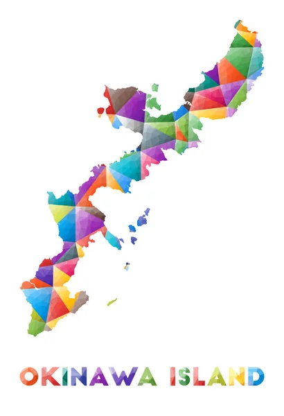 Okinawa sziget színes alacsony poly sziget alakú Multicolor geometriai háromszögek Modern trendi — Stock Vector