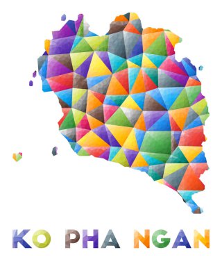 Ko Pha Ngan renkli düşük polyester ada şekli Çok renkli geometrik üçgenler Modern moda tasarımı