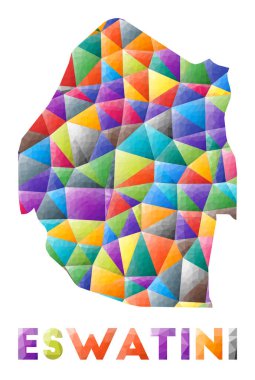Svaziland renkli düşük polyester ülke şekli Çok renkli geometrik üçgenler Modern moda tasarımı