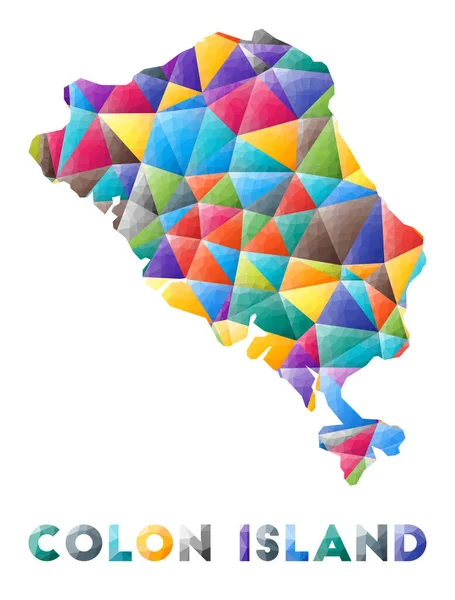 Colon Island colorato basso poli forma isola Triangoli geometrici multicolore Design moderno alla moda — Vettoriale Stock