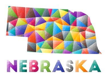 Nebraska renkli düşük polyester devlet şekli Çok renkli geometrik üçgenler Modern moda tasarımı