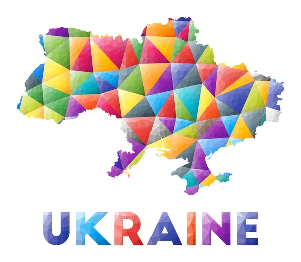 Ukrajina barevné nízké poly země tvar vícebarevné geometrické trojúhelníky Moderní trendy design — Stockový vektor