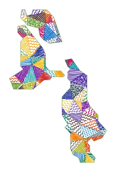 豚のビーチの子供のスタイルマップ手は豚のビーチベクトルイラストの形で多角形を描きました — ストックベクタ
