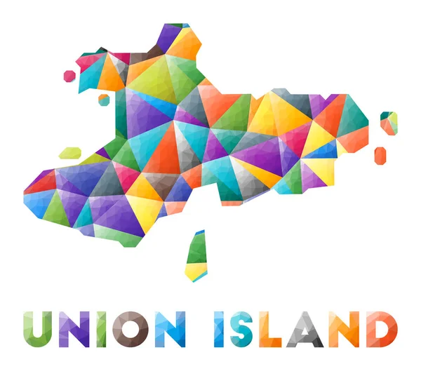 Union Island colorida forma de isla polivinílica baja Triángulos geométricos multicolores Diseño moderno y moderno — Vector de stock