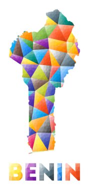 Benin  colorful low poly country shape Multicolor geometric triangles Modern trendy design