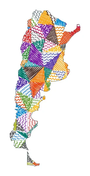 Kid style map of Argentina Hand drawn polygons in the shape of Argentina Vector illustration — Stockový vektor