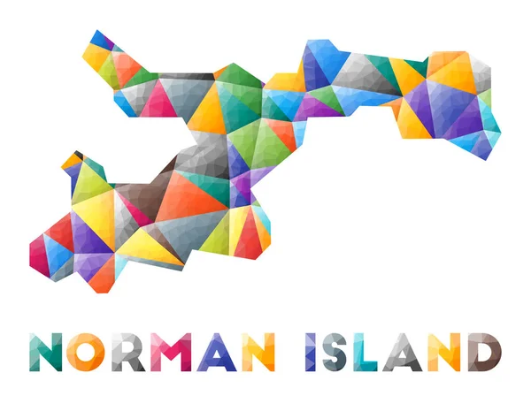 Norman Island  colorful low poly island shape Multicolor geometric triangles Modern trendy — ストックベクタ