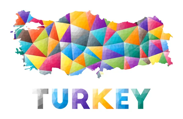 Turkey  colorful low poly country shape Multicolor geometric triangles Modern trendy design — Stok Vektör