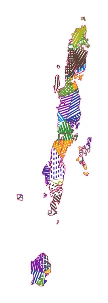 Kid style kaart van Andaman Islands Handgetekende polygonen in de vorm van Andaman Islands Vector — Stockvector