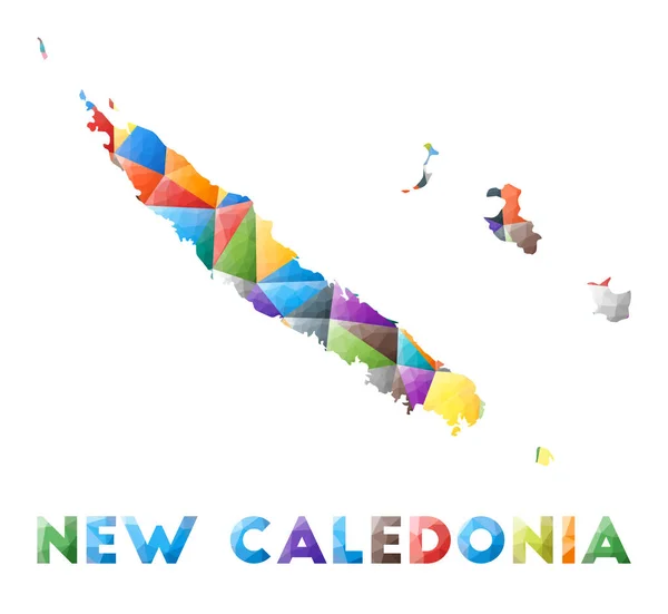 Nová Kaledonie barevné nízké poly země tvar vícebarevné geometrické trojúhelníky moderní trendy — Stockový vektor