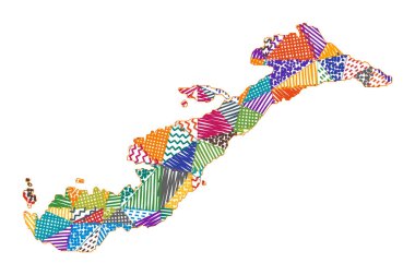 Amorgos 'un çocuk stili haritası. El, Amorgos Vektör çizimi şeklinde çokgenler çizdi.