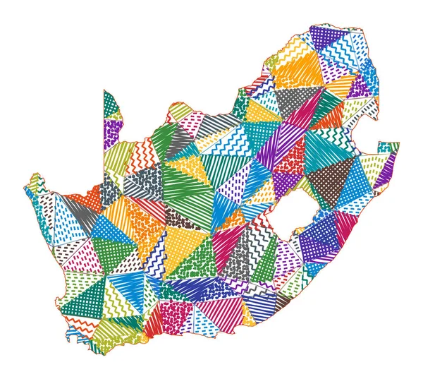 Mapa stylu Kid RPA Ręcznie rysowane wielokąty w kształcie wektora RPA — Wektor stockowy
