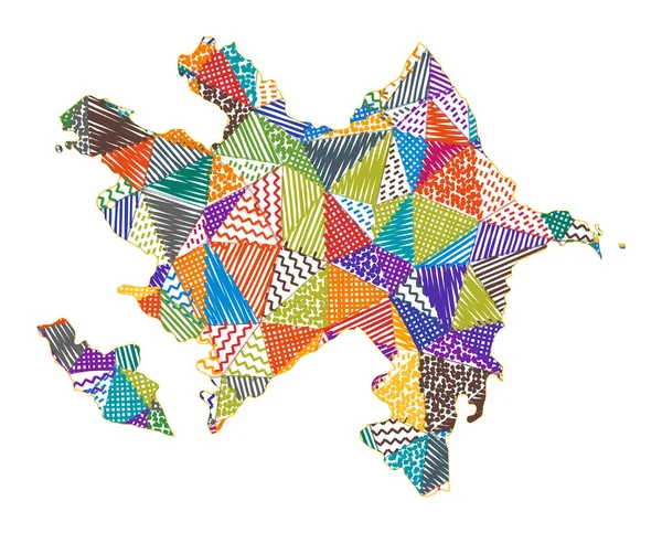 Kid stil karta över Azerbajdzjan Hand dras polygoner i form av Azerbajdzjan Vektor illustration — Stock vektor