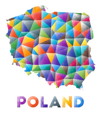 Polonya düşük renkli polyester ülke şekilli çok renkli geometrik üçgenler Modern moda tasarımı