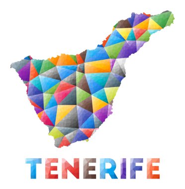 Tenerife rengarenk alçak polyester ada şekli Çok renkli geometrik üçgenler Modern moda tasarımı