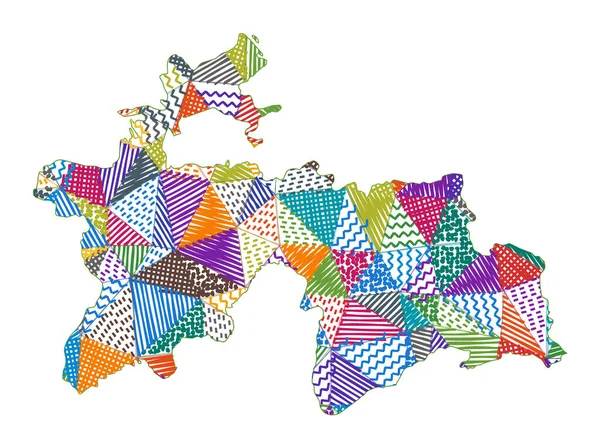 タジキスタンのキッズスタイルマップ手描き多角形タジキスタンのベクトルイラストの形 — ストックベクタ