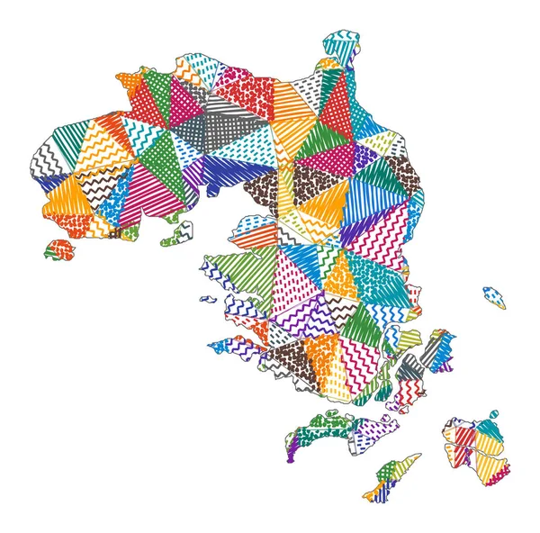 Kid style map of Bintan Island Kézzel húzott sokszögek alakja Bintan Island Vector — Stock Vector