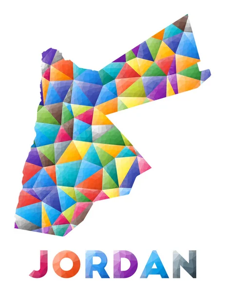 Jordan coloré bas poly forme de pays Triangles géométriques multicolores Design moderne à la mode — Image vectorielle