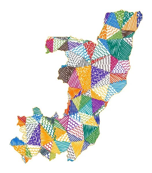 Mapa estilo niño de Congo Polígonos dibujados a mano en la forma de Congo Vector ilustración — Vector de stock