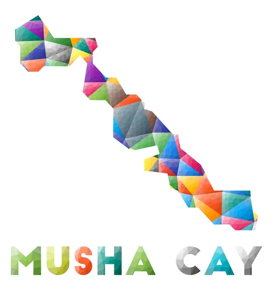 Musha Cay colorido baixo poli ilha forma Multicolor triângulos geométricos Design moderno da moda — Vetor de Stock