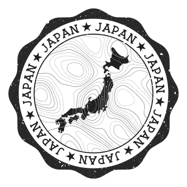 Japán kültéri bélyegző Kerek matrica térképpel ország topográfiai izolátumok Vektor — Stock Vector