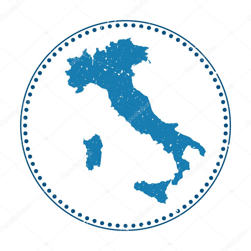 Italy sticker Travel rubber stamp with map of country vector illustration Can be used as