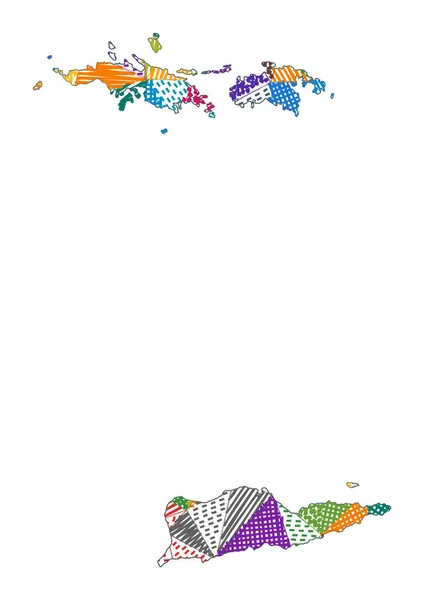 Mappa stile bambino delle Isole Vergini Poligoni disegnati a mano a forma di Vettore delle Isole Vergini — Vettoriale Stock